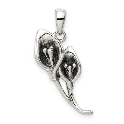 Calla Lily Pendant Sterling Silver Antiqued QC9535, MPN: QC9535,
