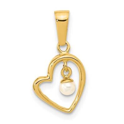 2.5-3mm Freshwater Cultured Pearl Open Heart Pendant 14k Gold Polished YC1517, MPN: YC1517,