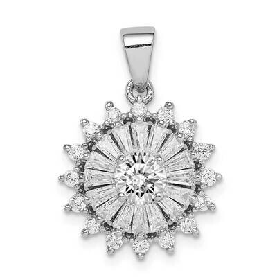 Polished CZ Diamond Starburst Pendant Sterling Silver Rhodium-plated QP5303, MPN: QP5303, 883957959…