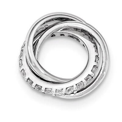 CZ Polished 3 Ring Chain Slide Pendant Sterling Silver QP4392