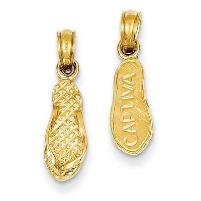 3-D Captiva Flip-Flop Pendant 14k Gold C3239, MPN: C3239, 637218068241