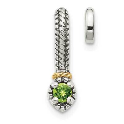 Peridot Chain Slide Pendant Sterling Silver with 14k Gold Polished QTC1713, MPN: QTC1713, 883957171…
