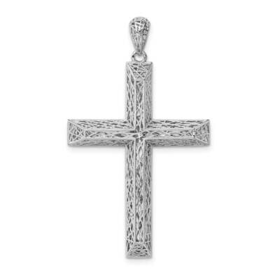 Polished Hollow Cross Pendant Sterling Silver Rhodium-plated QC9381, MPN: QC9381, 886774015460