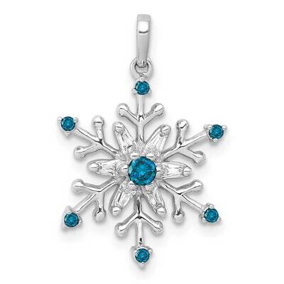 1/6Ct. Blue &amp; White Diamond Snowflake Pendant 14k White Gold PM5161-BD-016-WA, MPN: PM5161-BD-016-W…