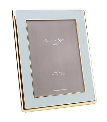 Addison Ross Wide Curved Enamel Picture Frame Powder Blue &amp; Gold 8 x 10 Inch Gold-plated FR6515, MP…
