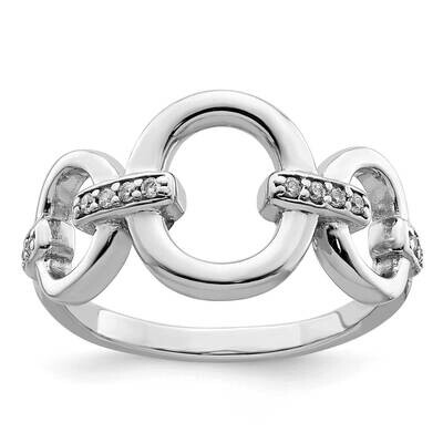 Oval CZ Diamond Ring Sterling Silver Rhodium-Plated Polished QR7276, MPN: QR7276,