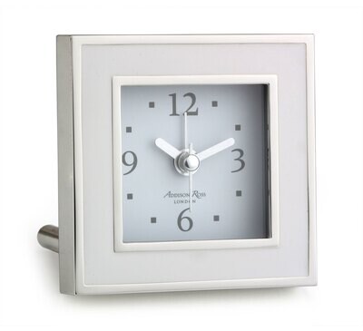 Addison Ross White &amp; Silver Square Silent Alarm Clock 3 x 3 Inch Silver-plated FR1000, MPN: FR1000,…
