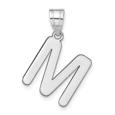 Bubble Letter M Initial Pendant 14k White Gold Polished YC1441WM, MPN: YC1441WM, 196904084779