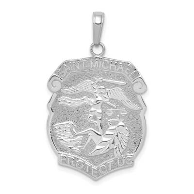 Large Saint Michael Protect Us Medal Pendant 14k White Gold Polished K5667W, MPN: K5667W,