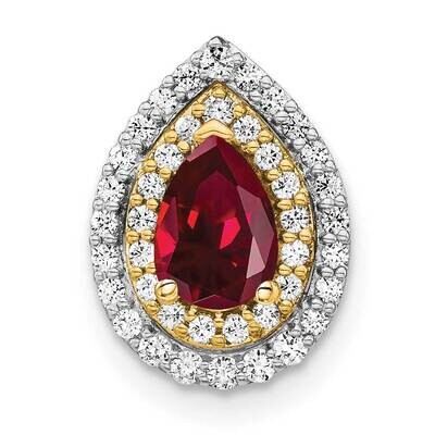 Created Ruby Pendant 14k Two-tone Gold Lab Grown Diamond PM7502-CRU-052-WYLG, MPN: PM7502-CRU-052-W…