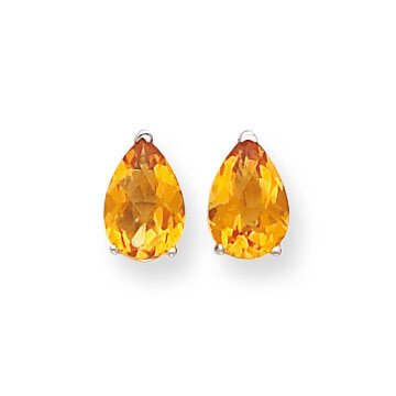 9x6mm Pear Citrine Checker Earrings 14k White Gold XE82WCC, MPN: XE82WCC, 883957996141