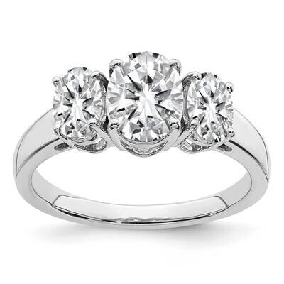 2 7/8ct. Three Stone G H I True Light Oval Moissanite Ring 14k White Gold RM6795-250-WMT, MPN: RM67…