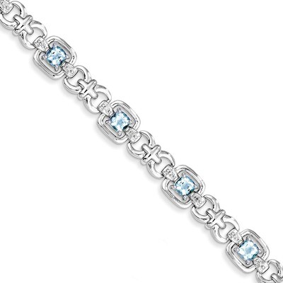 Light Swiss Blue Topaz Bracelet Diamond Sterling Silver QX822BT, MPN: QX822BT, 886774676180