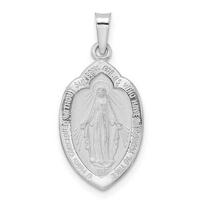 Satin Hollow Miraculous Medal Pendant 14k White Gold Polished XR1913, MPN: XR1913, 196904094624