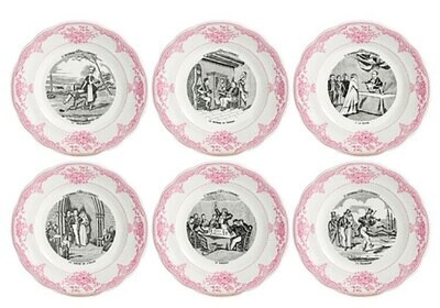 Gien Assiettes a Themes Mariage Rose Dessert Plates Assorted Mariage a La Campagne 1798B6AR48, MPN:…