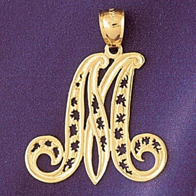Dazzlers Jewelry Initial M Pendant Necklace Charm Bracelet in Yellow, White or Rose Gold 9563m, MPN…