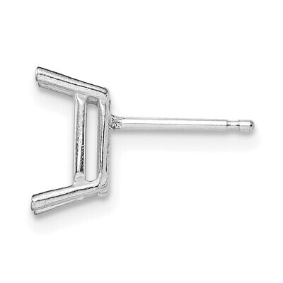 Emerald 4-Prong 4 x 3mm Post Earring Mounting 14k White Gold WG375, MPN: WG375,