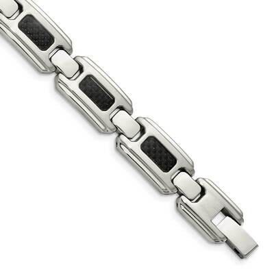 Brushed Black Carbon Fiber Inlay Bracelet Stainless Steel Polished SRB1552-9 by Chisel, MPN: SRB155…