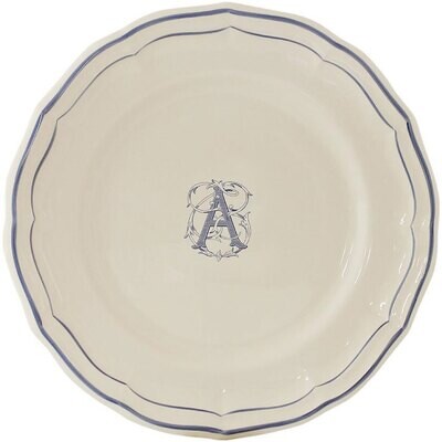 Gien Monogram Filet Bleu Dinner Plate Letter A 1710AEXA22, MPN: 1710AEXA22, 840769019055