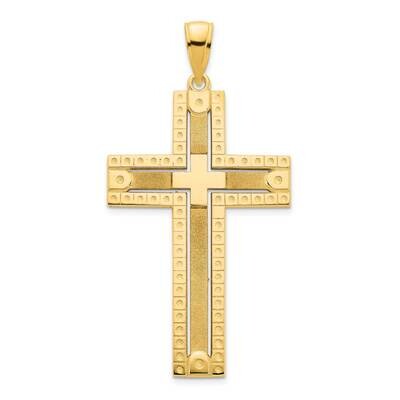 Fancy Sand Blasted Cross Pendant 14k Gold D5141, MPN: D5141,