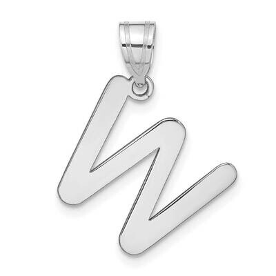 Bubble Letter W Initial Pendant 14k White Gold Polished YC1441WW, MPN: YC1441WW, 196904083925