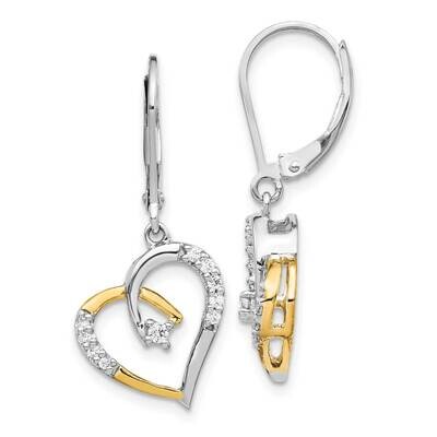 Yellow &amp; White Gold Diamond Heart Leverback Earrings 14k Gold EM5532-020-YWA, MPN: EM5532-020-YWA, …