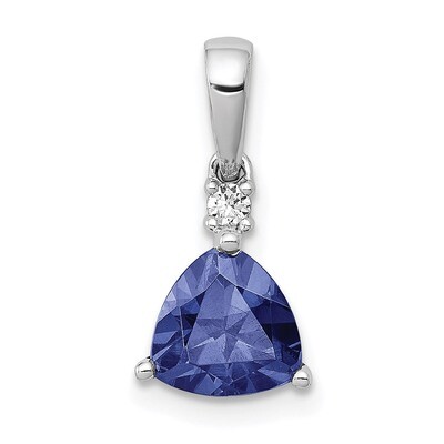 Trillion Tanzanite &amp; Diamond Pendant 14k White Gold PM5231-TZ-003-WA