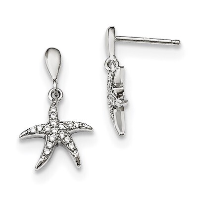 Starfish Earrings Sterling Silver CZ QMP1422, MPN: QMP1422, 191101072338
