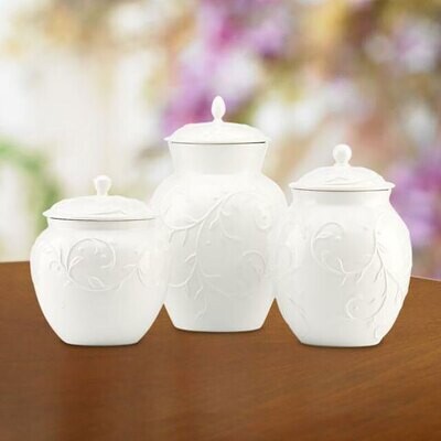Lenox Opal Innocence Carved Canisters 3-Piece Set Assorted 826014, MPN: 826014,