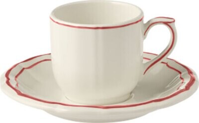 Gien Filet Coral Espresso Cups &amp; Saucers 18392PTC26, MPN: 18392PTC26, 3660838017310
