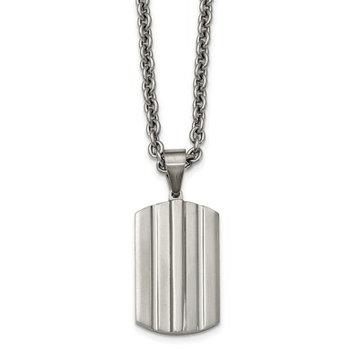 Grooved Dogtag Necklace Stainless Steel Brushed and Polished SRN2121-24 by Chisel, MPN: SRN2121-24,…