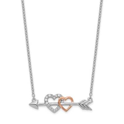 Diamond Hearts On Arrow 18 Inch Necklace 14k Two-Tone Gold PM8569-005-WRA, MPN: PM8569-005-WRA, 883…