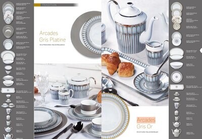 Deshoulieres Arcades Grey &amp; Matte Gold Round Flat Dish 036764, MPN: 36764, 3104363190464