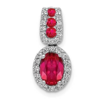 1.16 Ruby Oval Halo Pendant 14k White Gold Diamond PM5260-RU-020-WA, MPN: PM5260-RU-020-WA, 8839579…