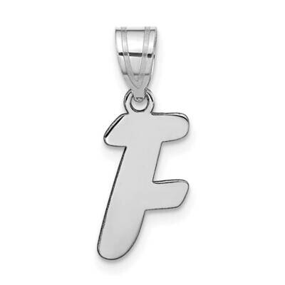 Script Letter F Initial Pendant 14k White Gold Polished YC1438WF, MPN: YC1438WF, 196904087992