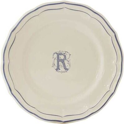 Gien Filet Blue Monogram Canape Plate U 1710ALUU22, MPN: 1710ALUU22, 840769004570