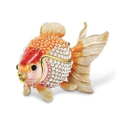 Simulated Pearls Goldfish Trinket Box Enamel on Pewter by Jere, MPN: BJ2082, 191101595189