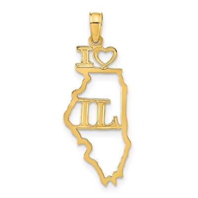 Illinois State Pendant 14k Gold Solid D1161, MPN: D1161,