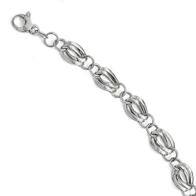 Leslie&#39;s Fancy Link Bracelet 8 Inch 14k White Gold Polished HB-LF837-8, MPN: LF837-8, 191101762321