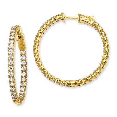 Diamond In and Out Round Hoop Earrings Sterling Silver Gold-plated QE7571Y, MPN: QE7571Y, 886774298…