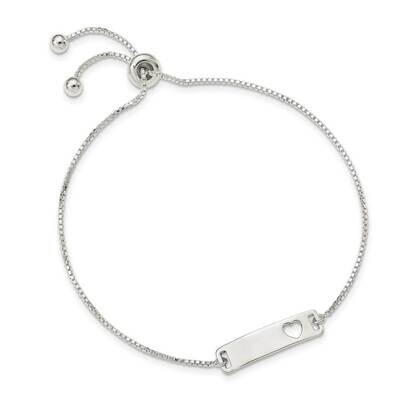 Bar with Heart Adjustable Bracelet Sterling Silver Polished QG4765, MPN: QG4765, 886774123851