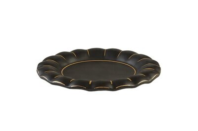 Mottahedeh Matt Black Plate Lobed with Gold 9.5 Inch Diameter TD402, MPN: TD402,