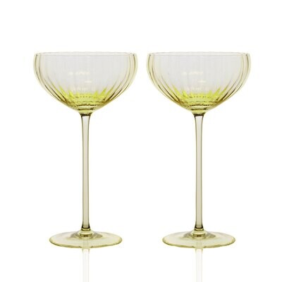 Caskata Quinn Optic Coupe Cocktail Glasses Set of 2 Citrine GL-OCOUP-500, MPN: GL-OCOUP-500, 817325…