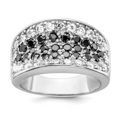Sterling Silver Black &amp; White CZ Ring JRS6799-8