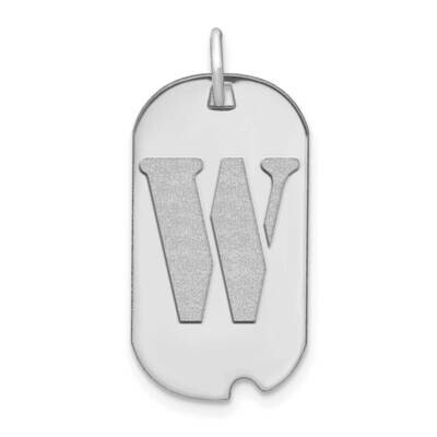 Letter W Initial Dog Tag Pendant 14k White Gold Polished YC1439WW, MPN: YC1439WW, 196904085028