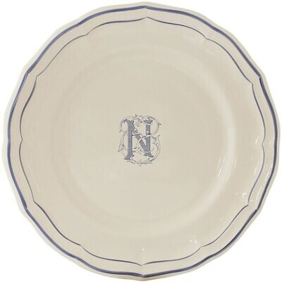 Gien Monogram Filet Bleu Dinner Plate Letter N 1710AEXN22, MPN: 1710AEXN22, 840769019260