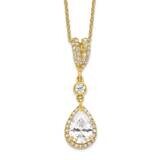 Cheryl M CZ Diamond Dangle Pendant Necklace Gold-plated Sterling Silver QCM1503-18, MPN: QCM1503-18…