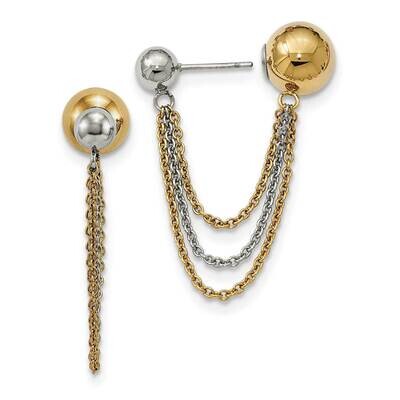 Yellow Ip-Plated Ball Reversible Post Dangles Stainless Steel Polished SRE1061, MPN: SRE1061, 88677…
