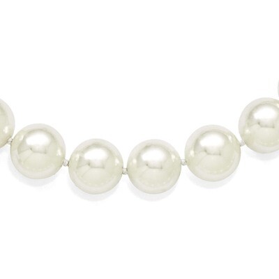 14-15Mm White Shell Bead Necklace Sterling Silver QMJN14W-18, MPN: QMJN14W-18, 886774294414