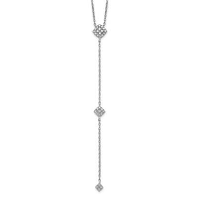 10k Gold White Gold Polished Diamond Drop Necklace PXD3094-0WS45-18
